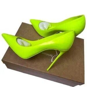 Christian Louboutin Kate 100mm patent yellow pumps 37.5